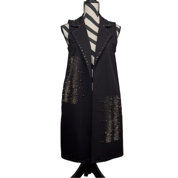 Alain Murati Artsy Bling Open Front Sleeveless Vest Gilet - Picture 3 of 11